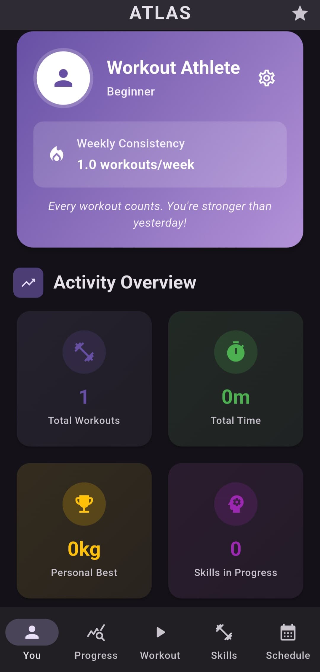 Progress dashboard screen